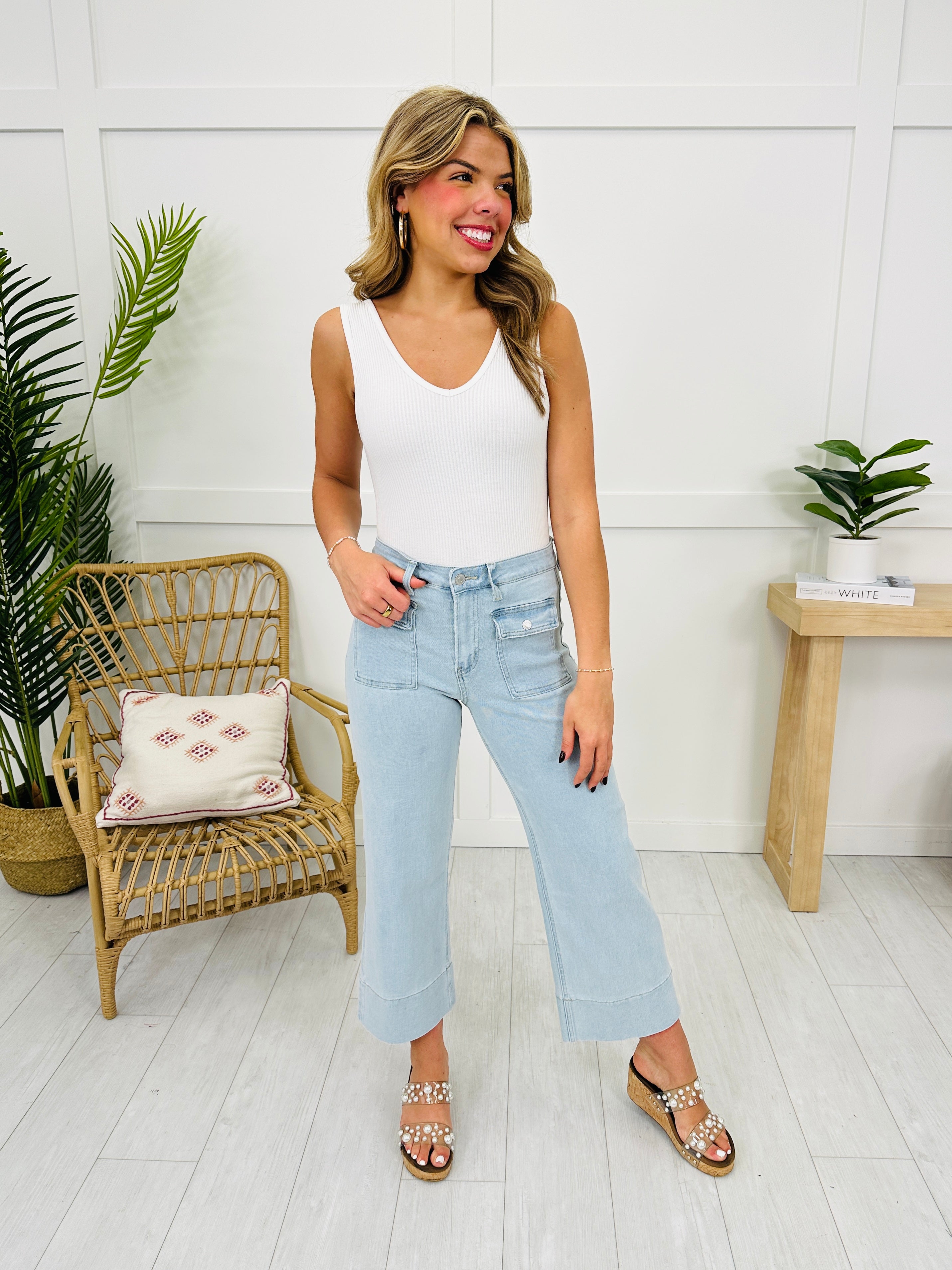 Mica Step Into Style Cropped Wide Leg Jeans