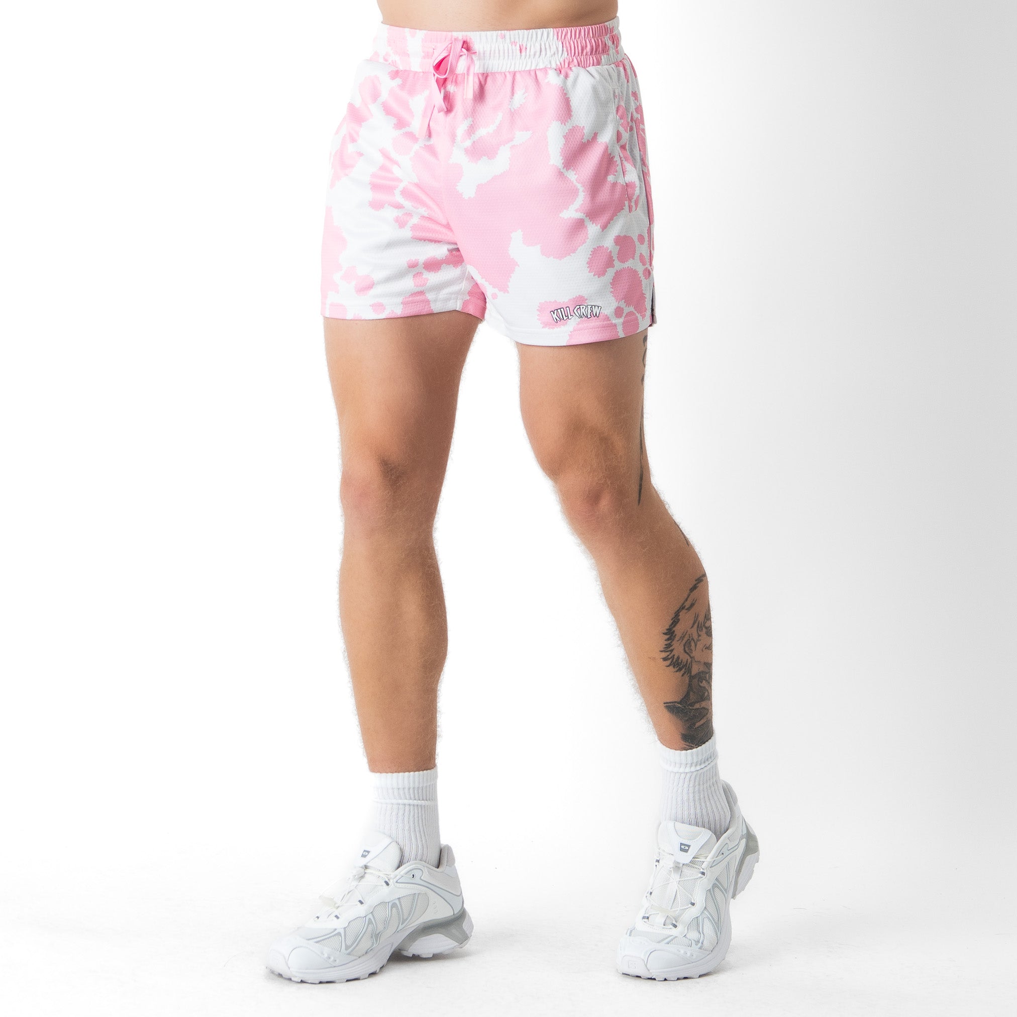 MOO THAI SHORTS (MID THIGH CUT) - PINK COW