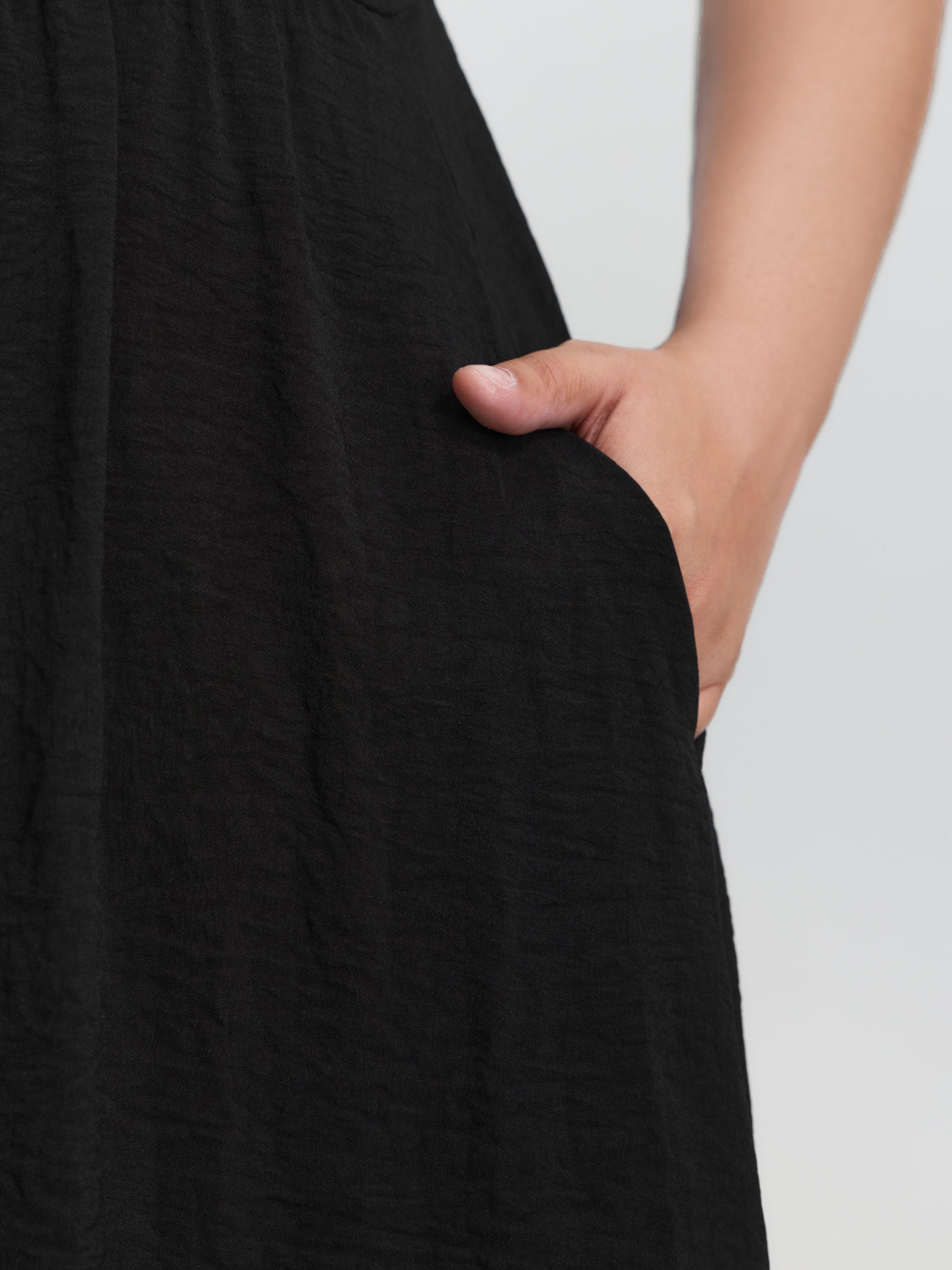 Wide Straps Belted Buckle Detail Midi Dress