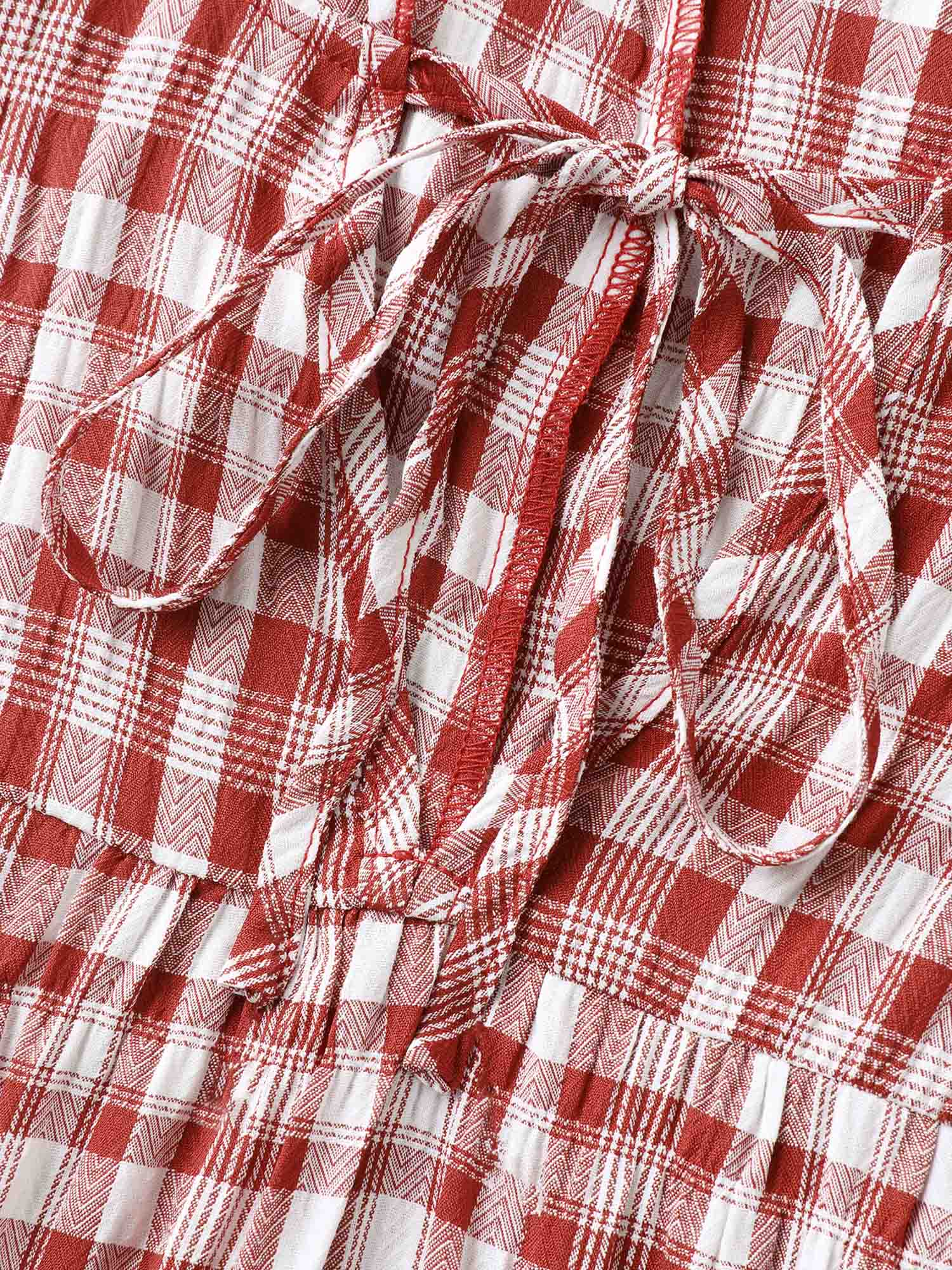 Sweet Plaid Pattern Pockets Mini Dress