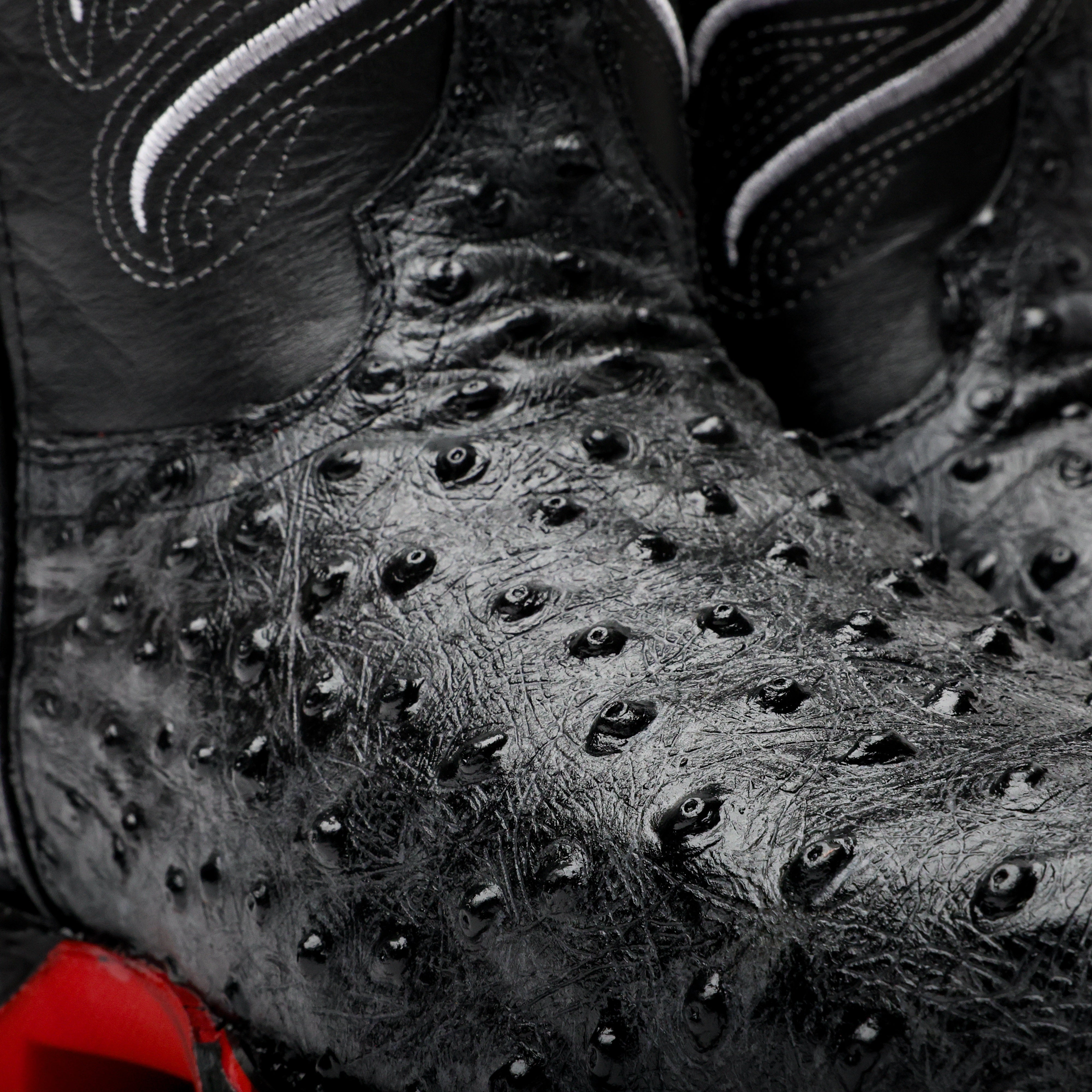 Grey Ostrich Leather Boots With 3D Lightweight Sole - Composite Toe