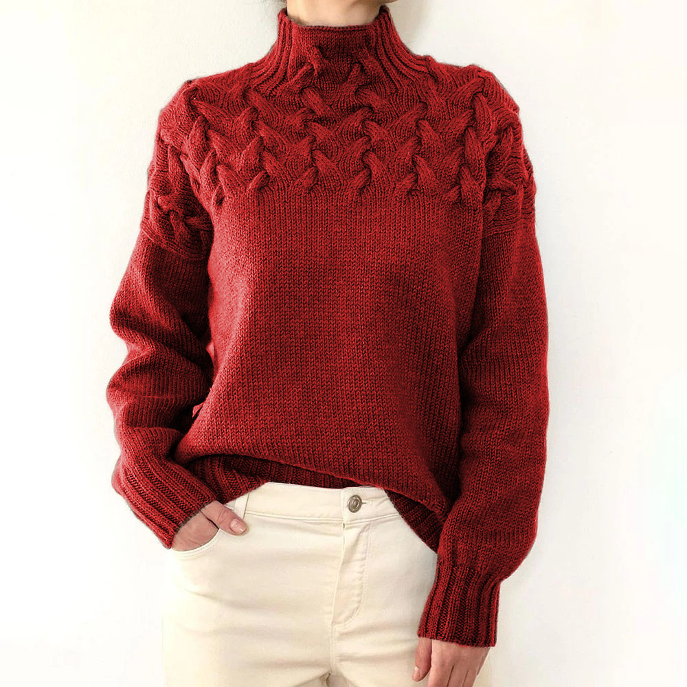 ⏰ LAST DAY SAVE 50% 💥2025 Hot Sale Women's Jumper Turtleneck Cable Knit Braided Sweater
