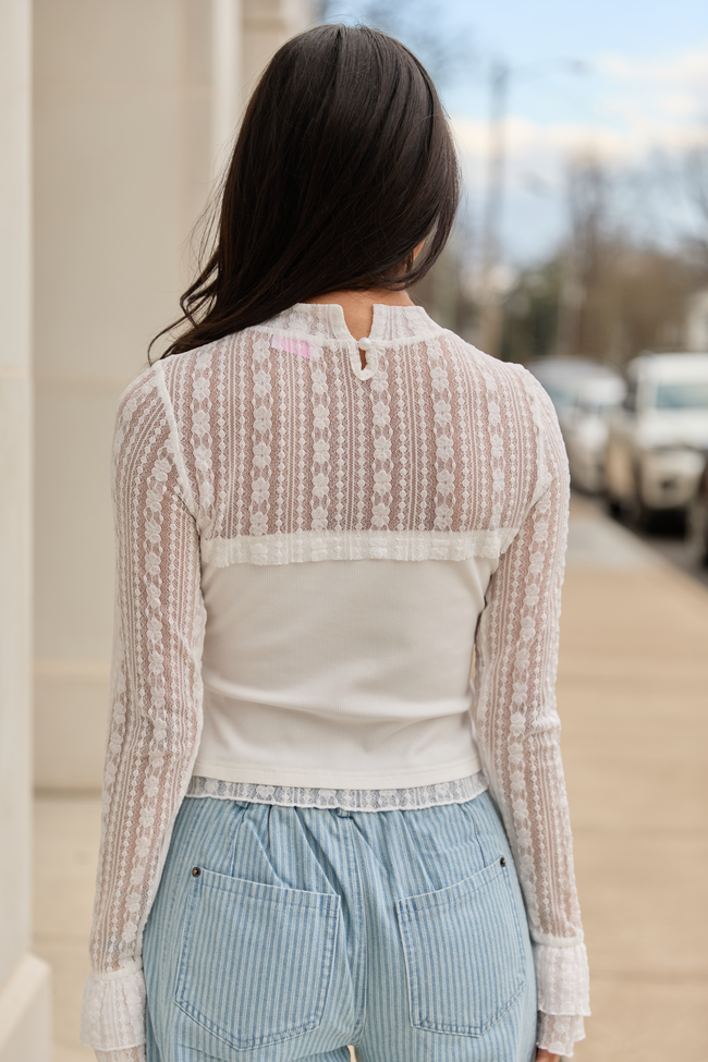 Madison Ivory Lace Mockneck Top