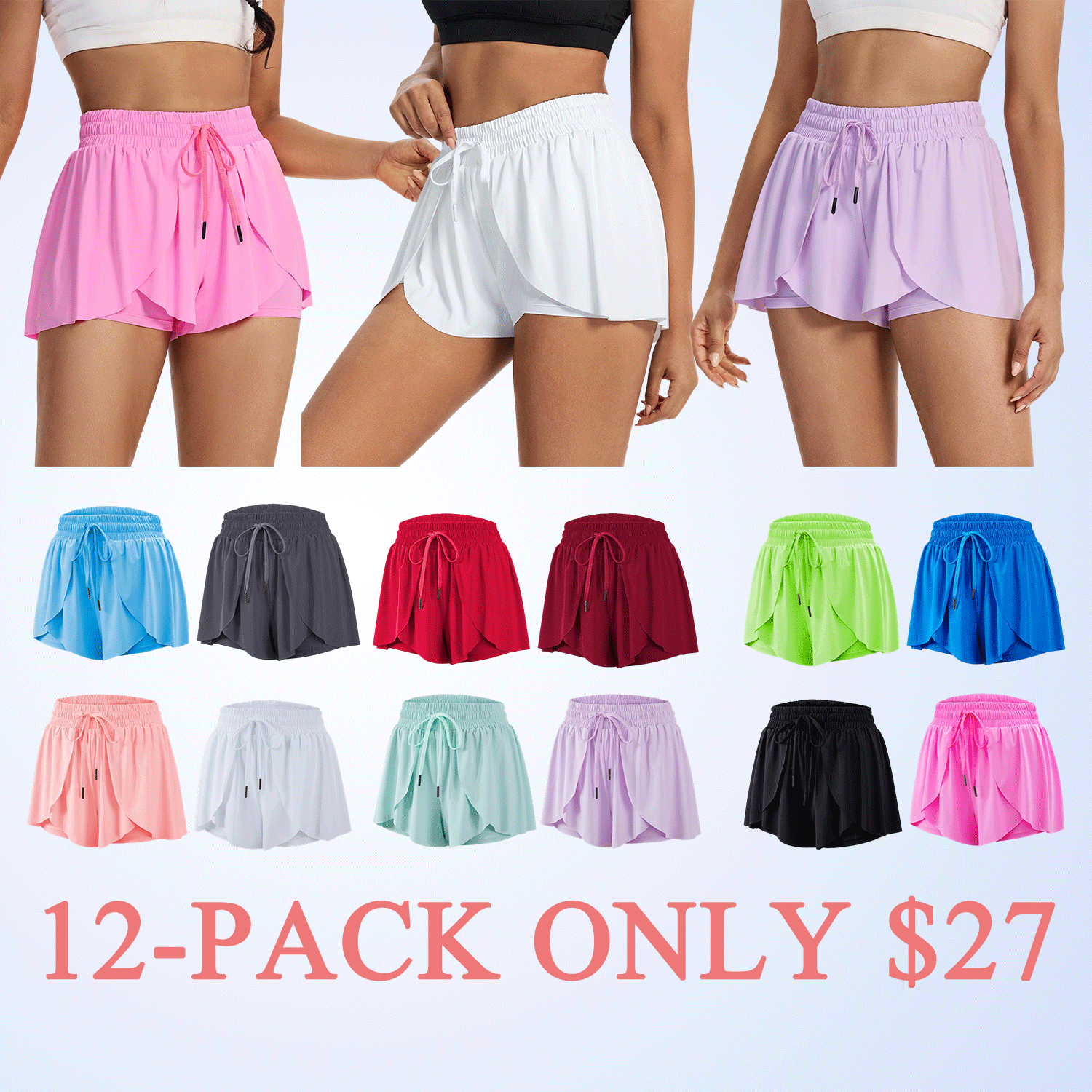 🔥Women’s Flowy 2-in-1 Running Skort Shorts with Pockets
