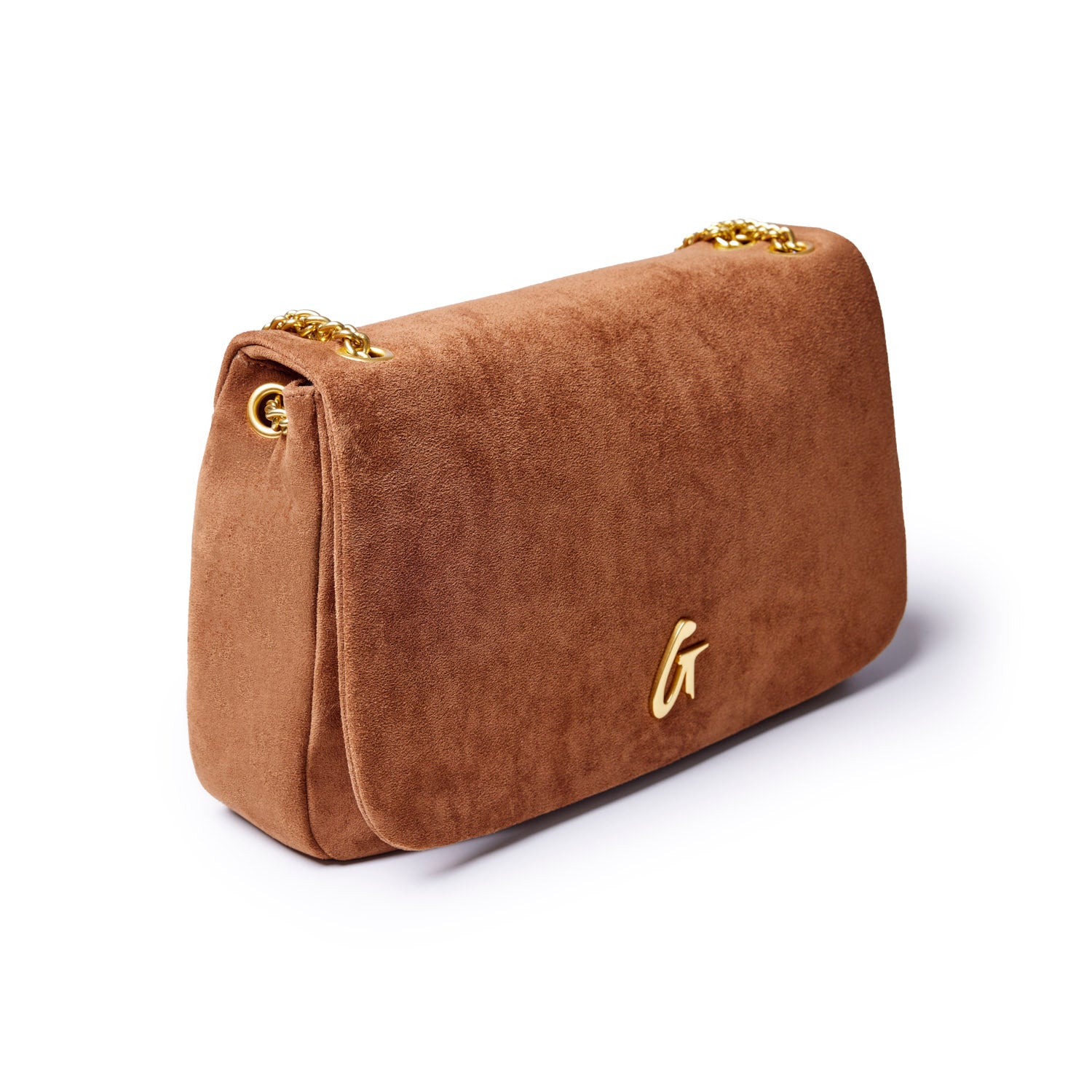 MEDIUM SUEDE FLAP BAG - BROWN