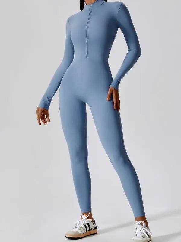 Women All-Season Zip Sports Yoga Jumpsuit