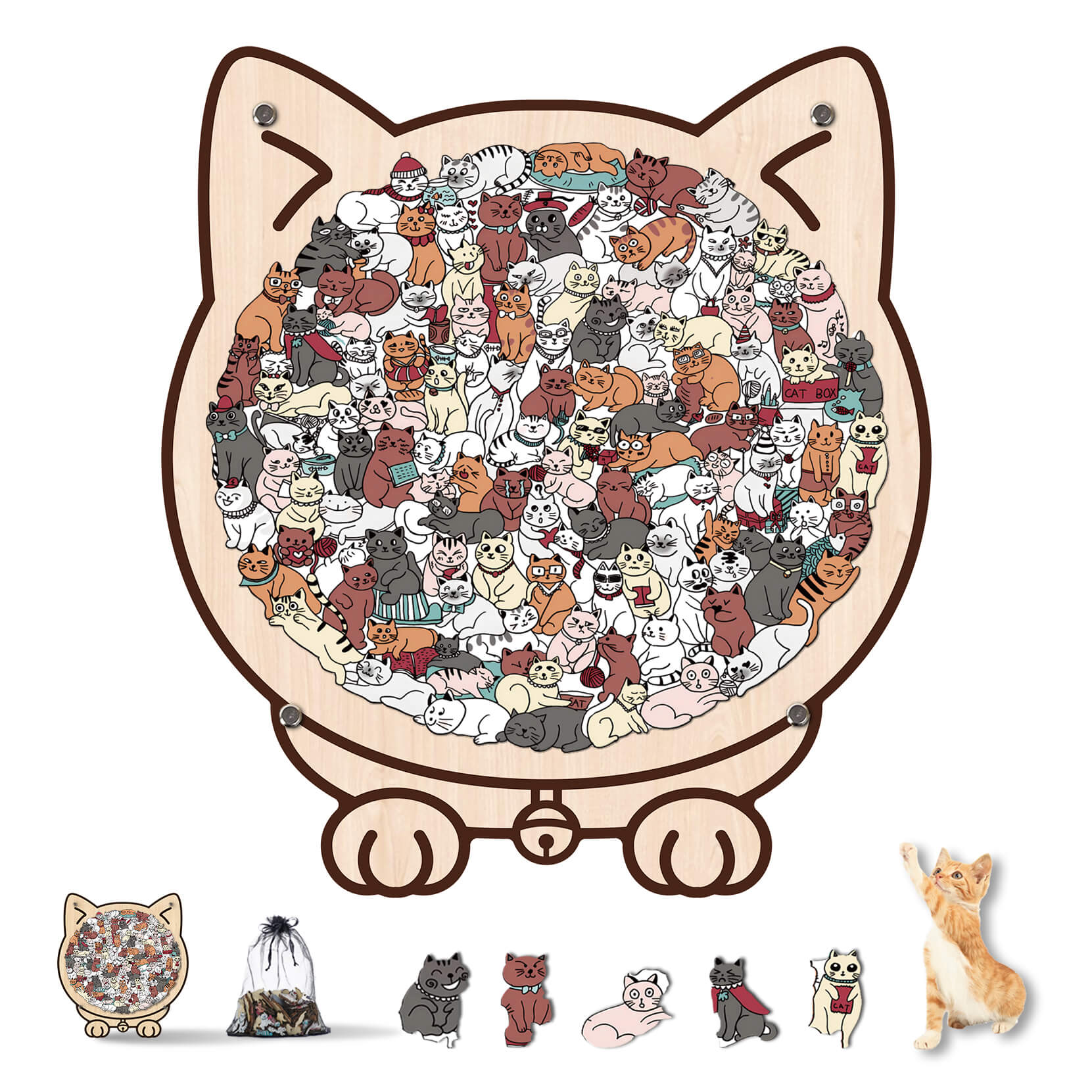 Morandi-Colored Cat/Dog Shaped Wooden Jigsaw Puzzle