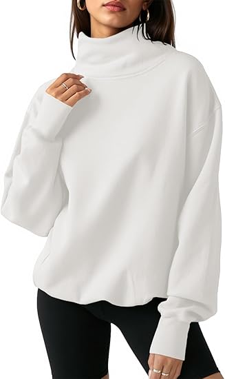 2026 Women's Oversized Turtleneck Sweatshirt Long Sleeve Pullover