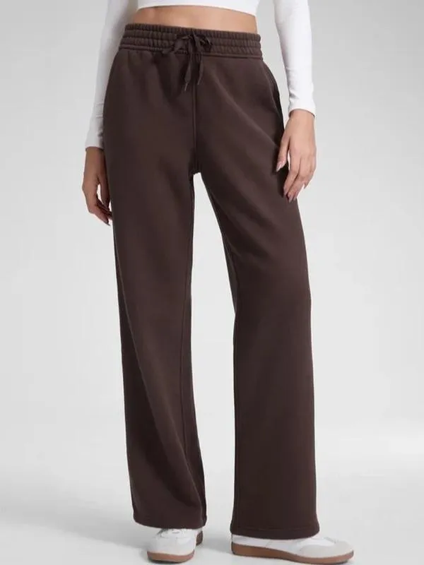 Cotton Fleece Lined Sweatpants Women Straight Leg Casual Lounge Sweat Pants