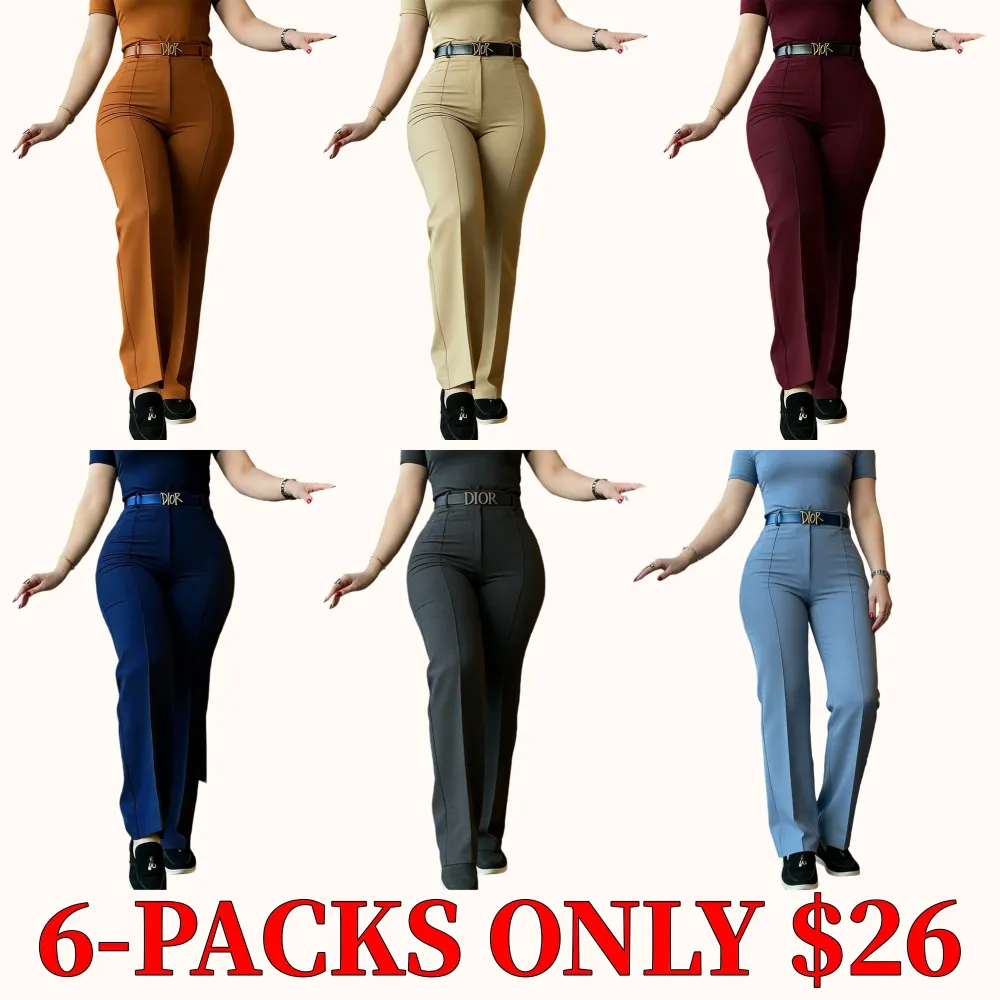 Women's high-waisted straight-leg work pants, business casual pants