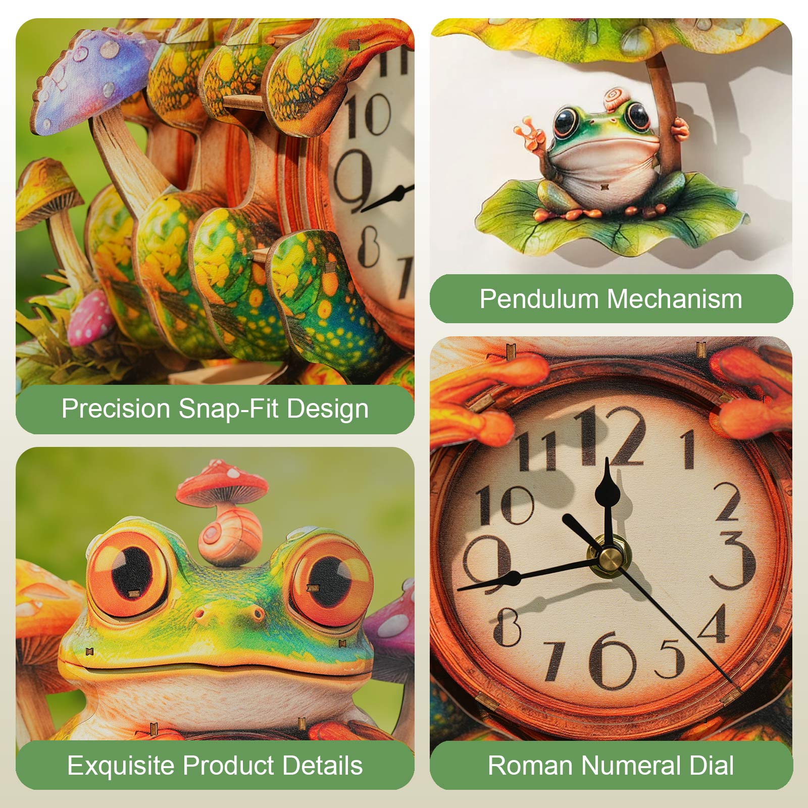 Frog– DIY Wooden Clock, 3D Puzzle Craft Kit