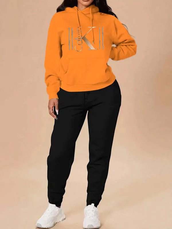 Women's Casual Hooded Sweatshirt Set