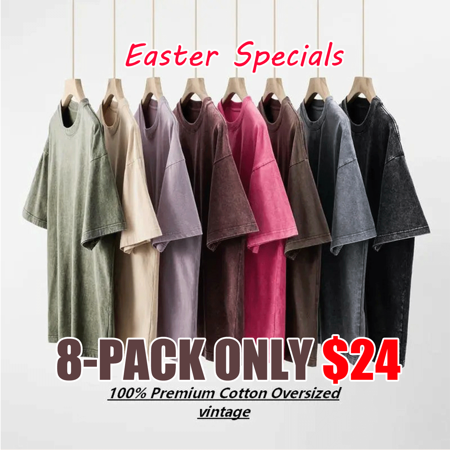 📏📏Vintage Oversized Cotton T-Shirt – Unisex Streetwear Loose Fit Tee