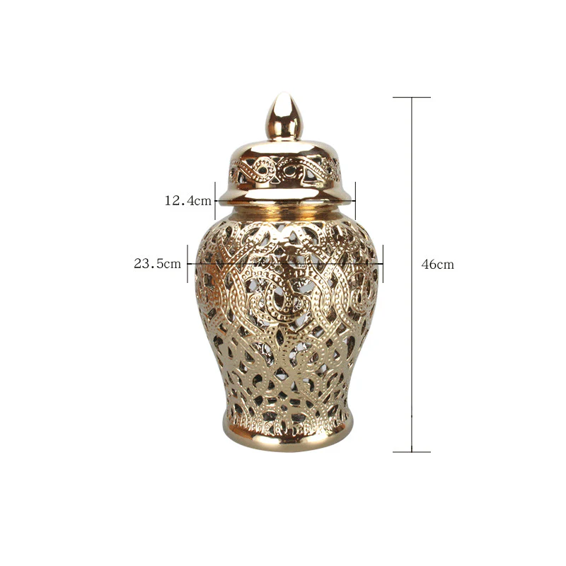 Gold Filigree Ginger Jar with Lid