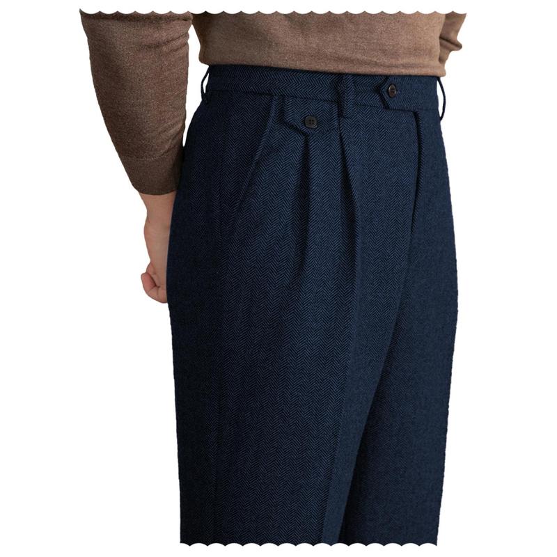 🧵 Men’s Retro Herringbone Tweed Dress Pants