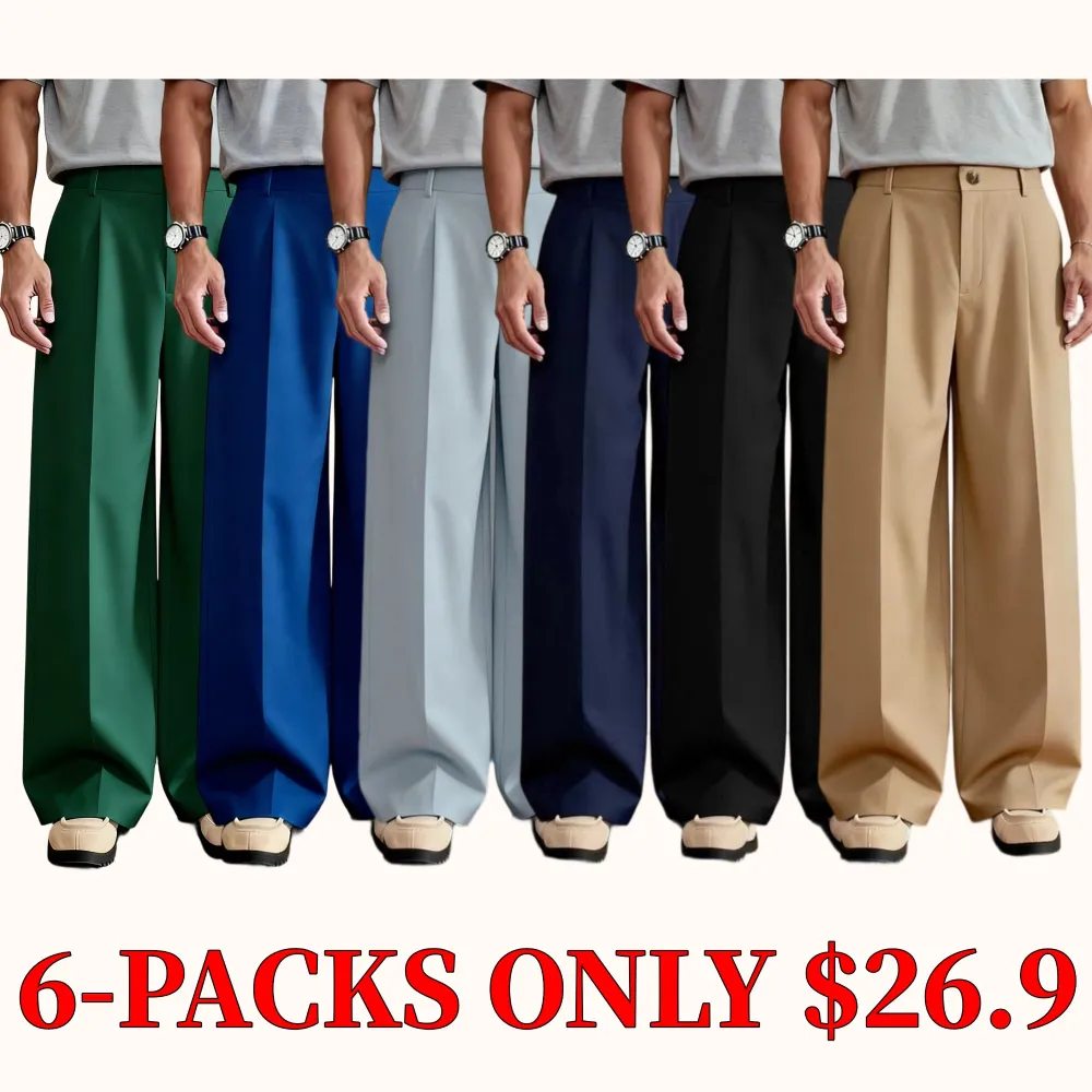 Men's versatile solid-color wide-leg trousers