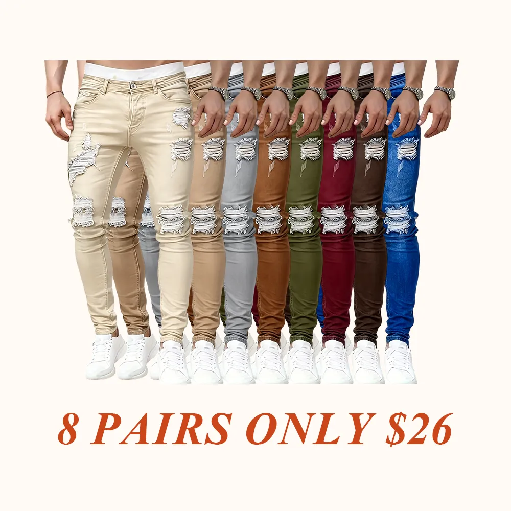 Men’S Casual Slim-Fit Denim For Streetwear Fans Suitable For Daily Wear And City Use Medium Elasticity Medium