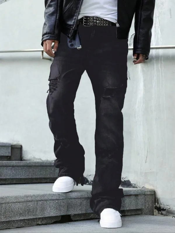 Men's Fashion Jeans, Loose Straight Casual Pants, American Retro Style, Slight Flare Design