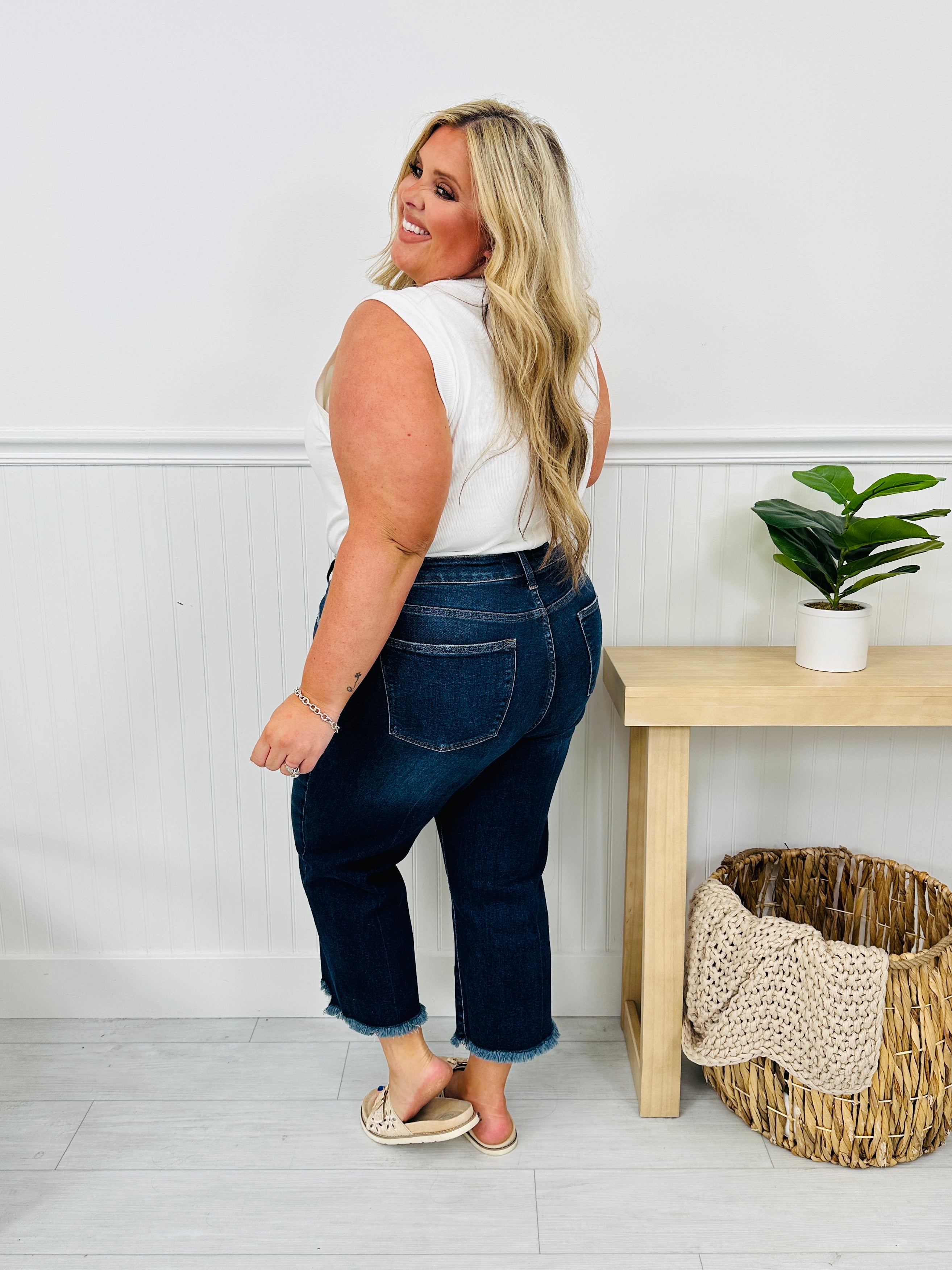 Judy Blue On The Fly Cropped Wide Leg Jeans