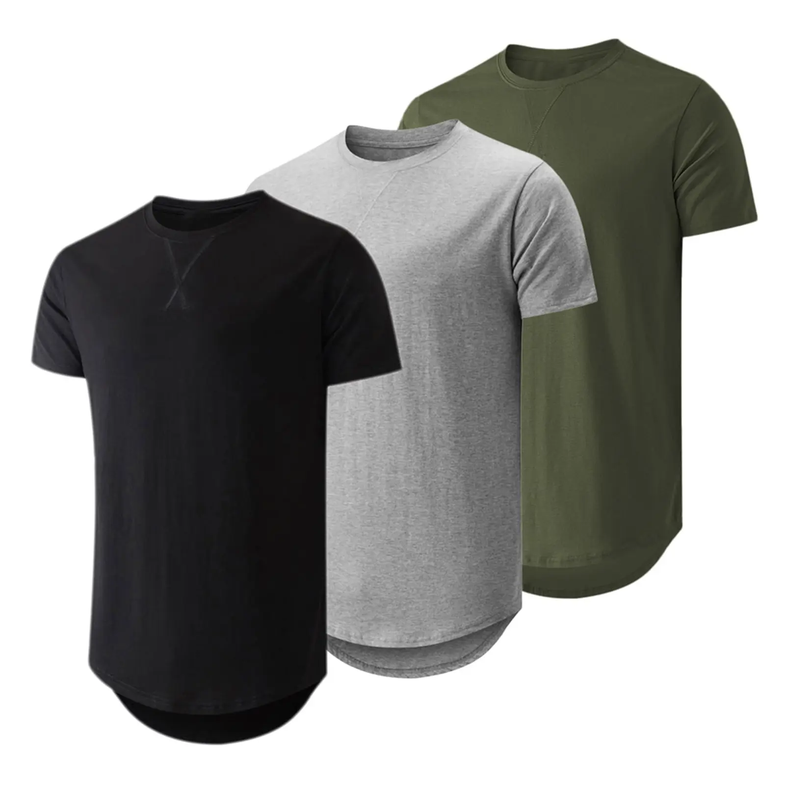 Men's Cotton Hipster Hip Hop Longline Crewneck T-Shirt,Menswear Casual T-shirt Tops