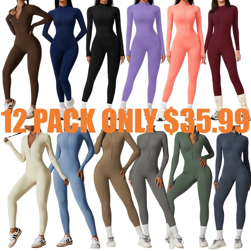 Women's All-Season Zip Sports Yoga Jumpsuit