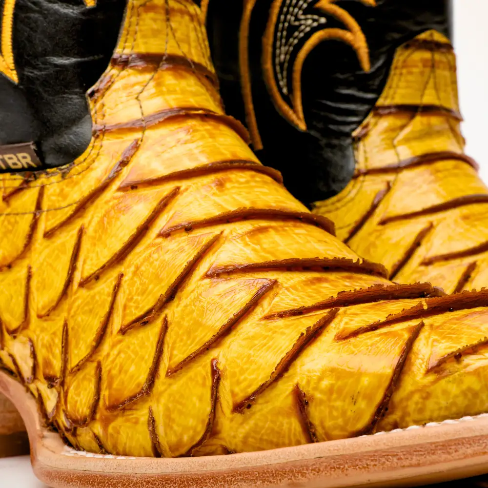 Butter Jumbo Python Leather Boots - Square Toe