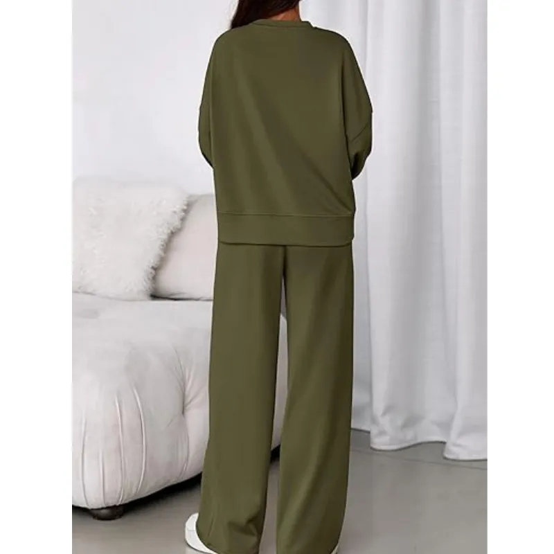 🔥Women's Long-Sleeved Sweatshirt and Wide-Leg Pants Set🔥