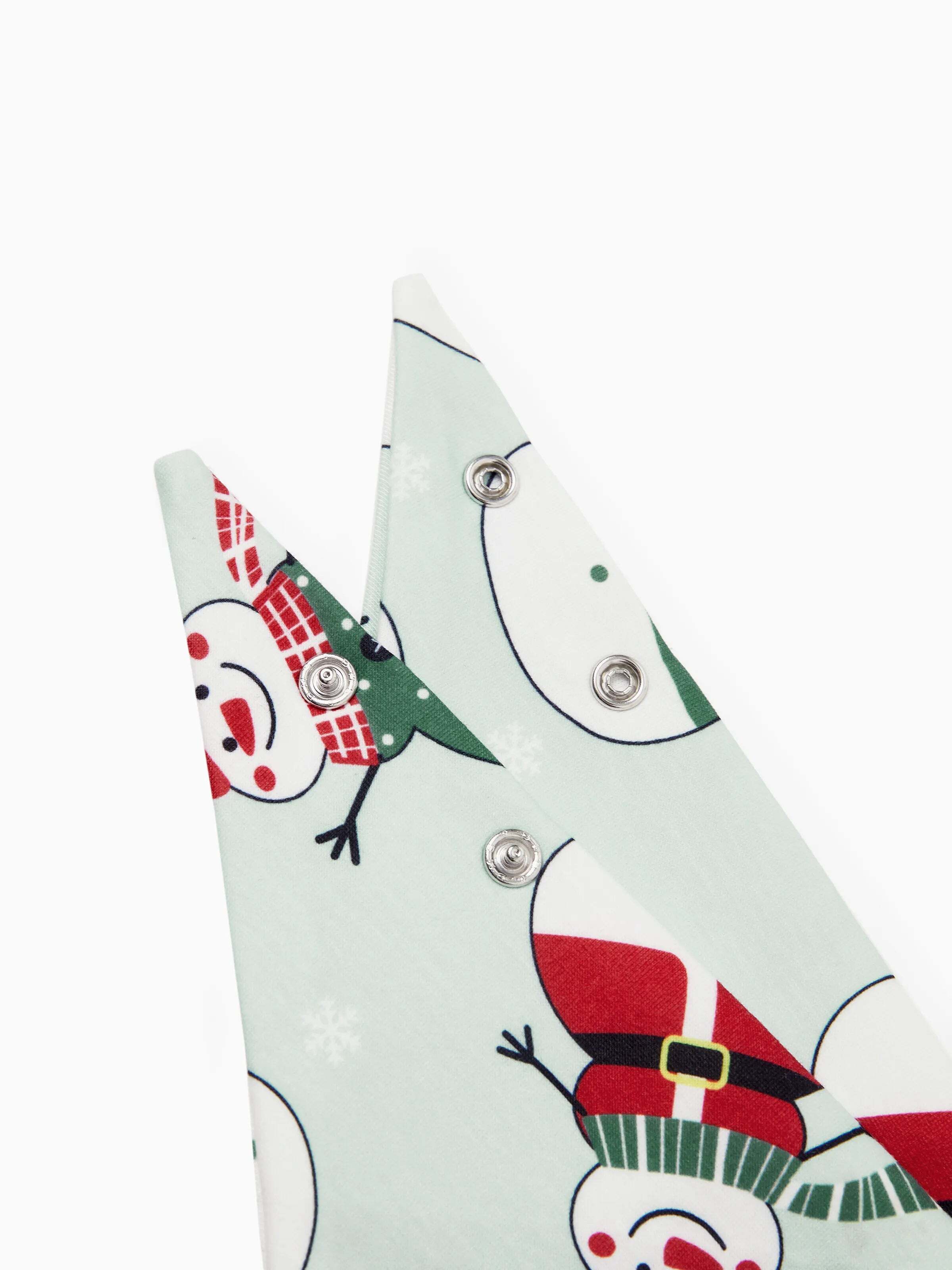 Christmas Matching Family Pajamas Set Christmas Snowman Print PJS with Christmas Socks Mint Green