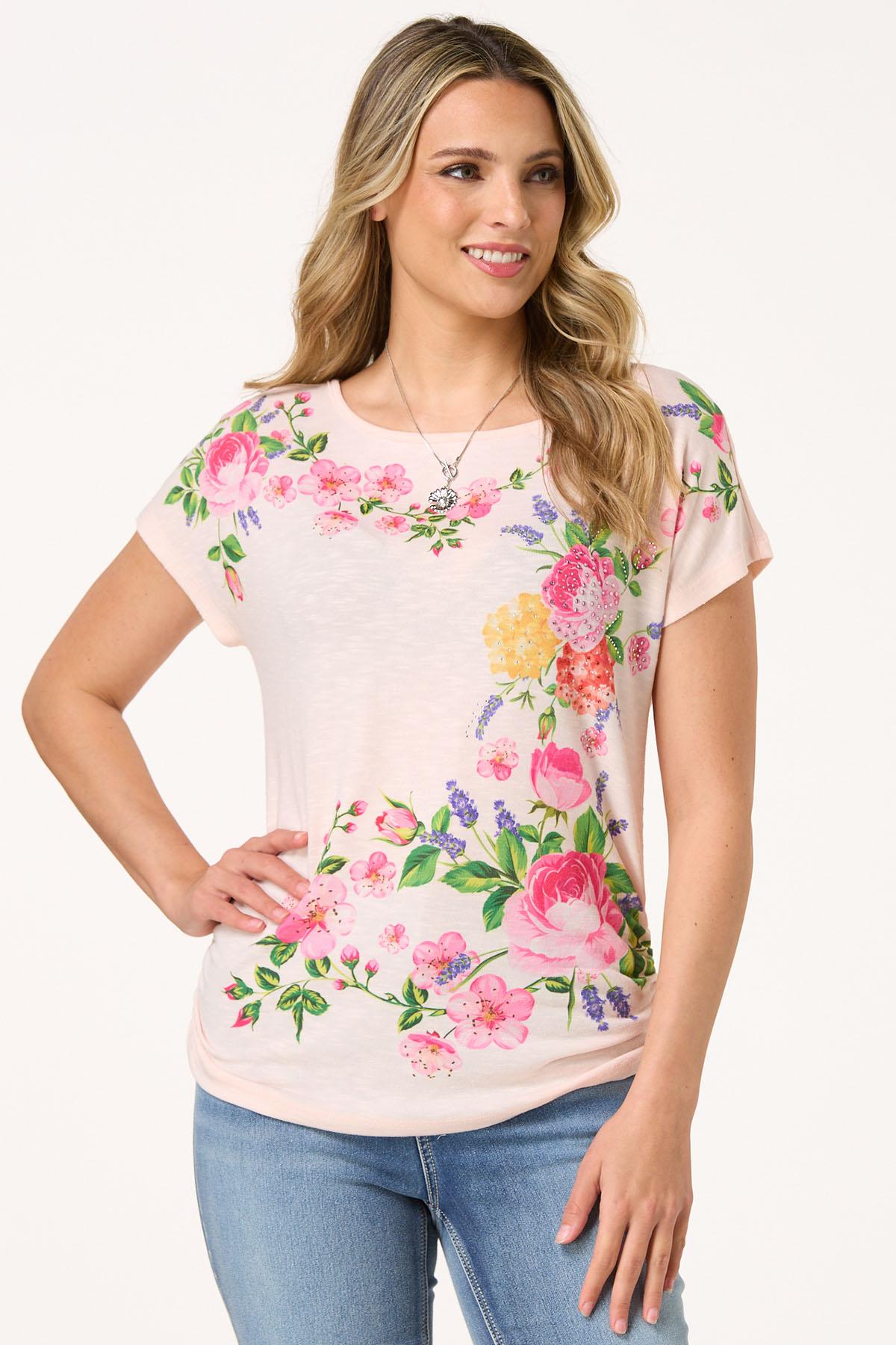 Floral Side Ruched Top