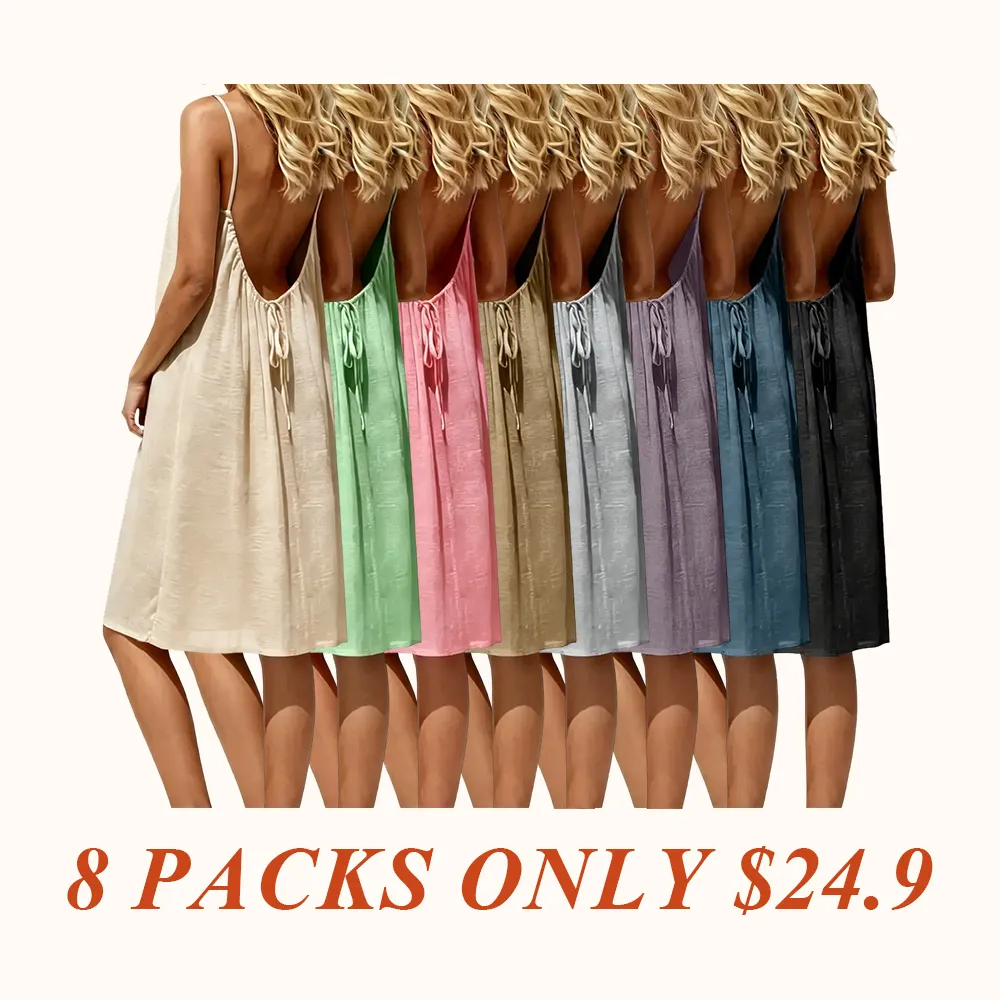 Women's Solid Color Cami Lounge Dress, Elegant Sleeveless Knee-Length Dress for Summer