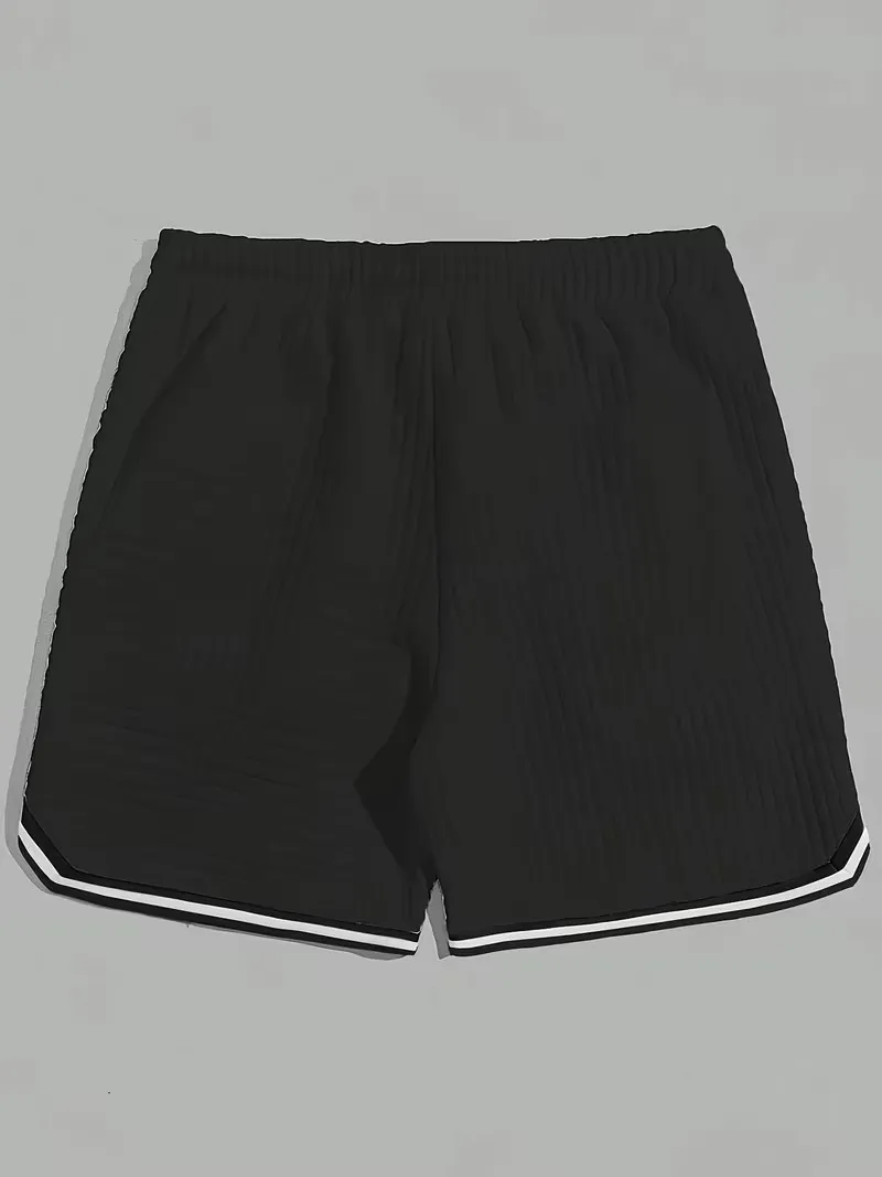 Men's Waffle Knit Shorts - Elastic Drawstring Waist Casual Summer Shorts with Stretch