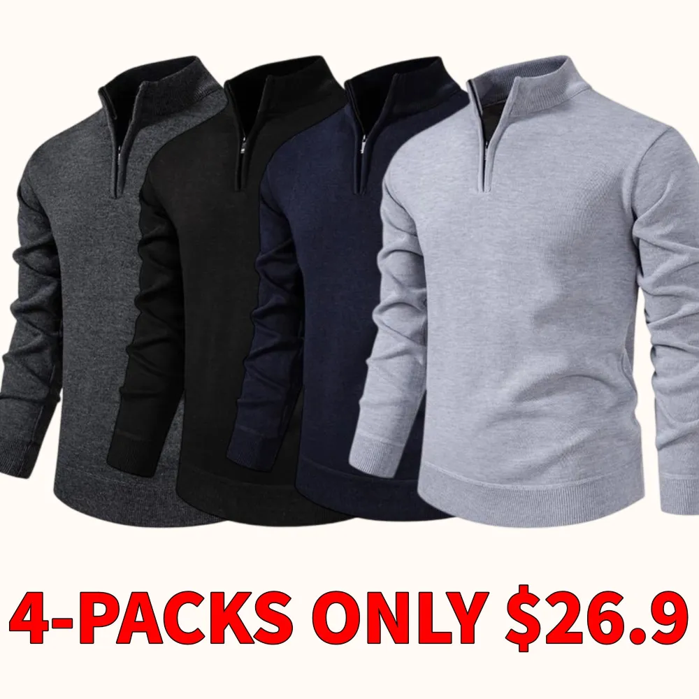Men's winter half-zip stand-collar fleece pullover