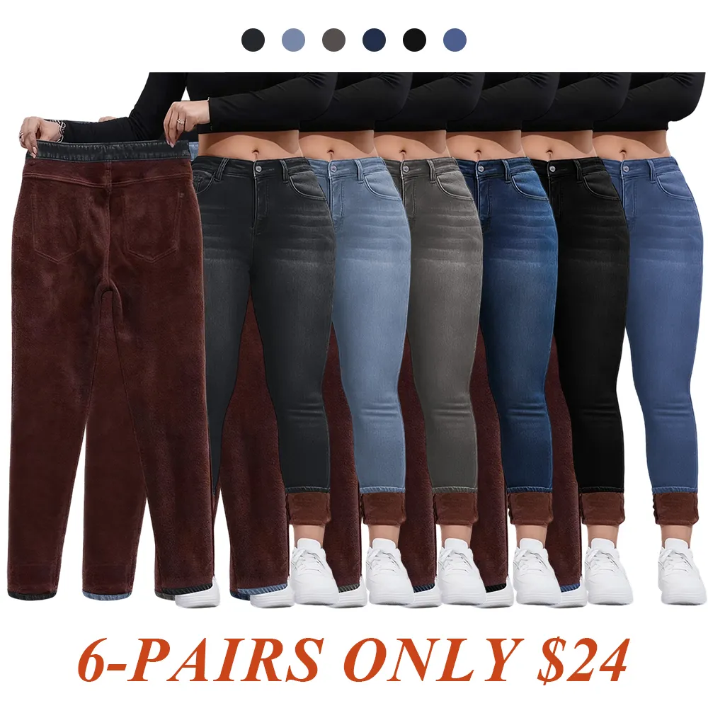 Women's Fall Winter Fleece Lined Denim Jeans