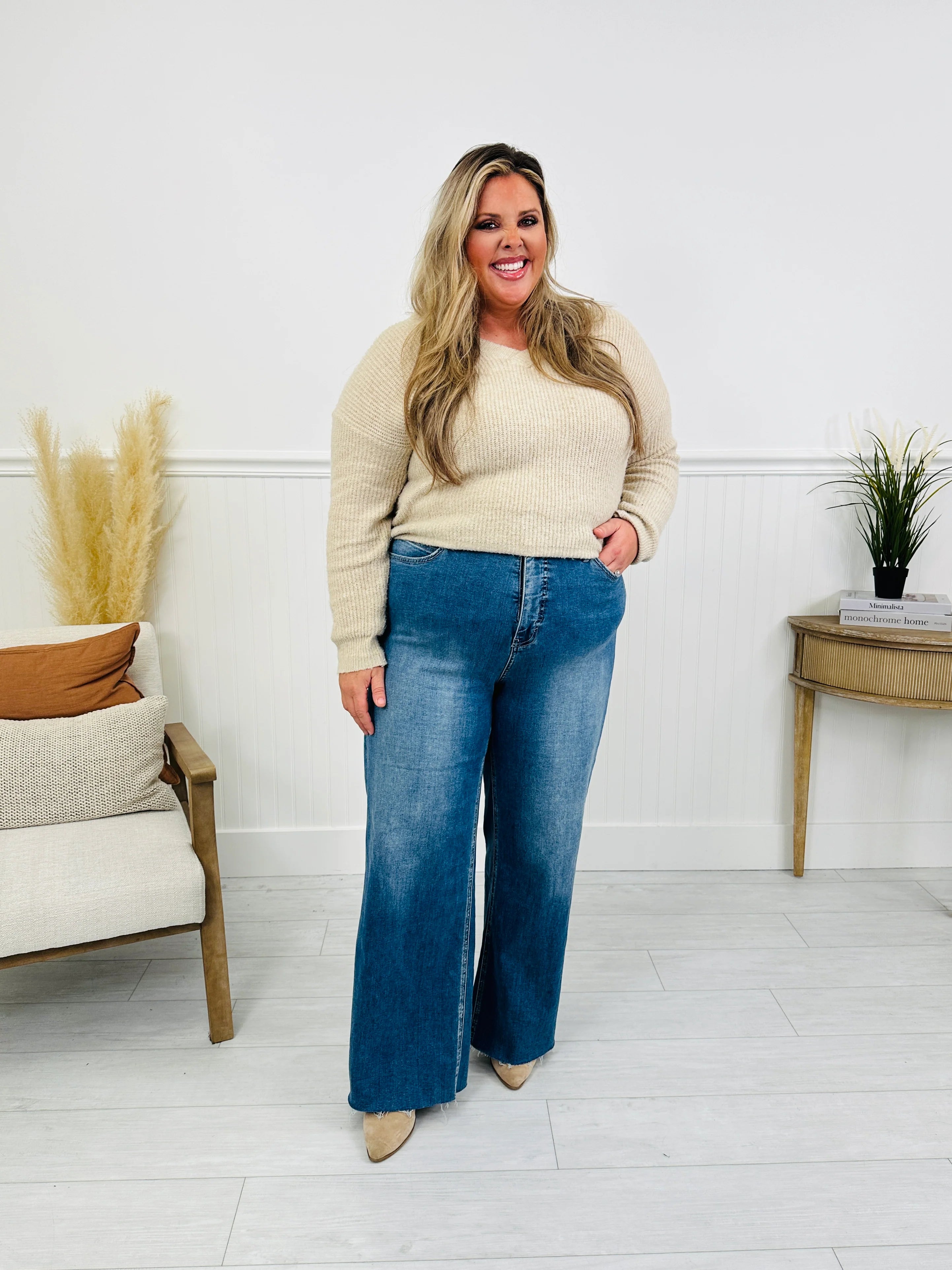 Go Into Detail Tummy Control Wide Leg Jeans