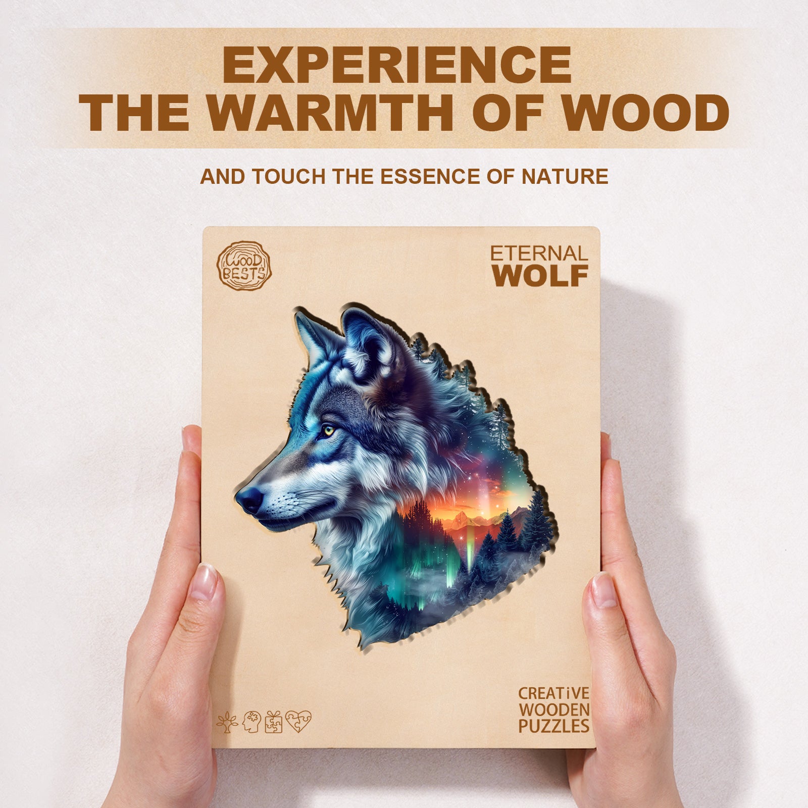 Aurora Wolf Wooden Jigsaw Puzzle