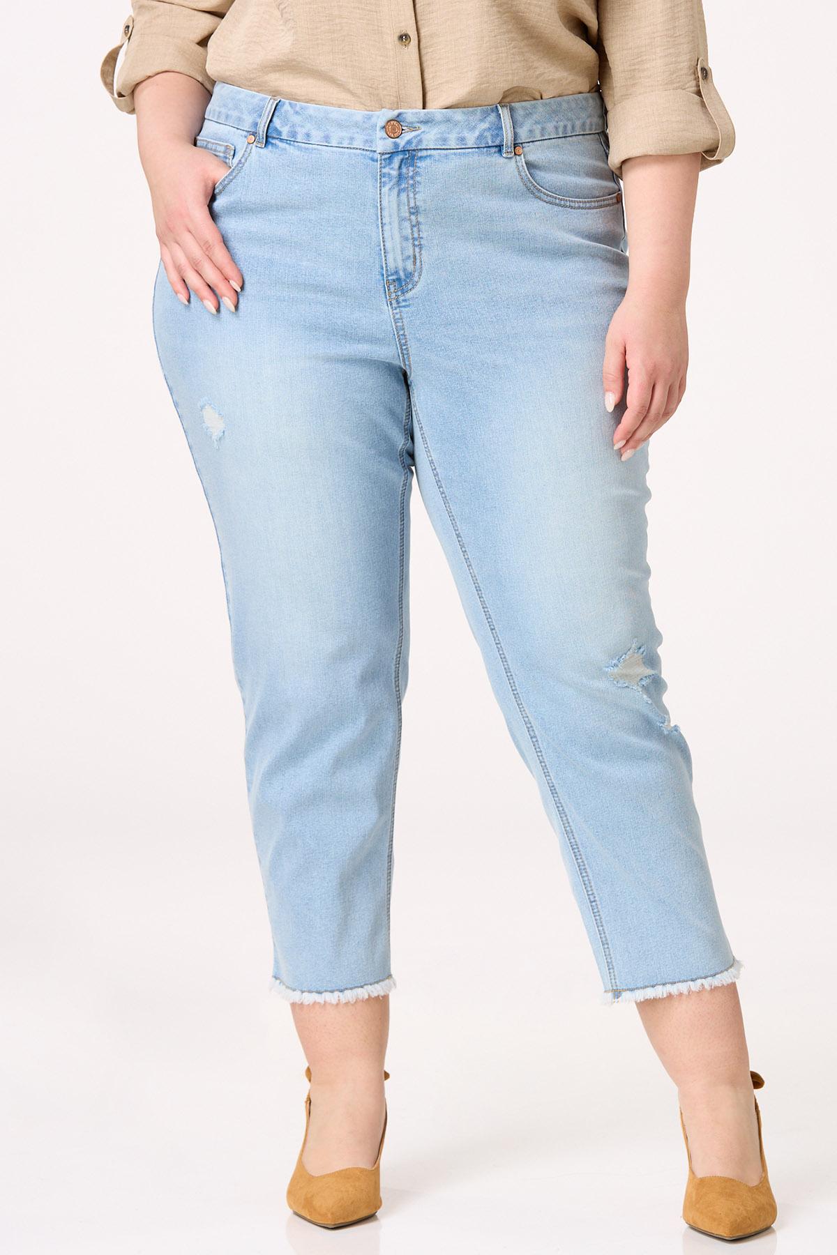 Plus Size Light Wash Cropped Jeans