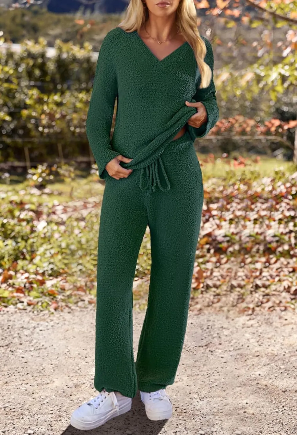 Women's Lounge Sets 2025 Fall Fashion 2 Piece Outfits Sweater Pajama Set