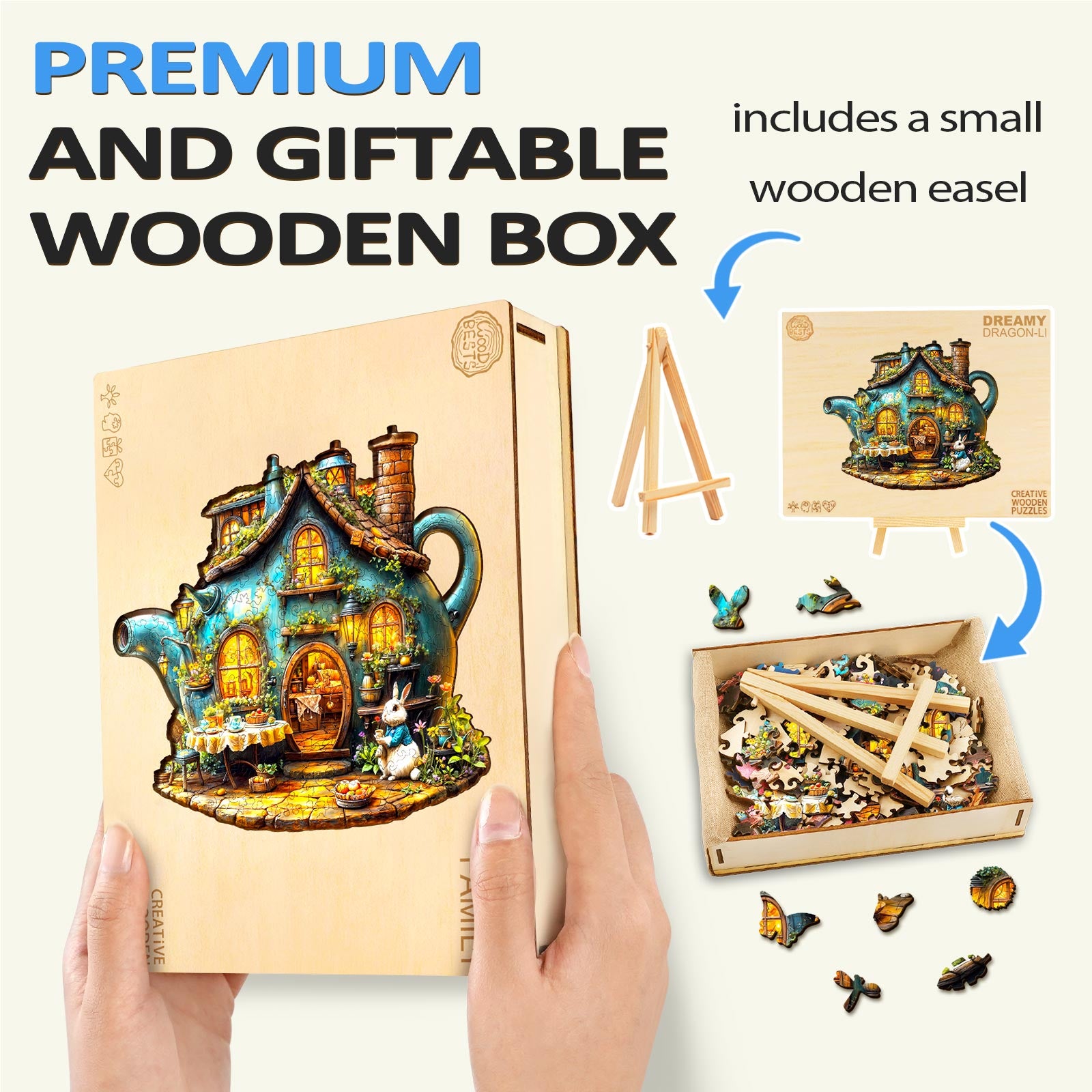 Rabbit's teapot Wooden Jigsaw Puzzle