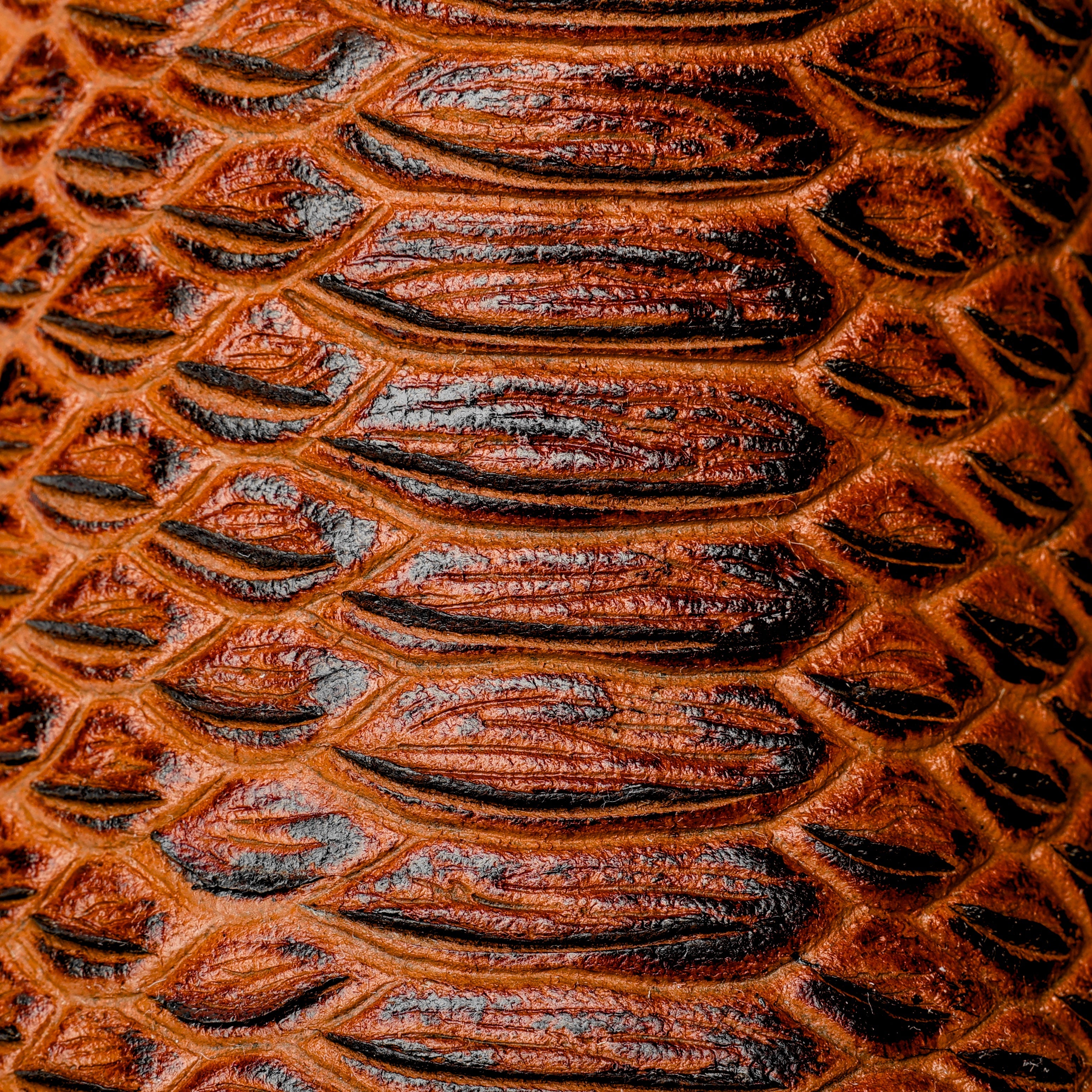 Cognac Python Leather Boots -Square Toe