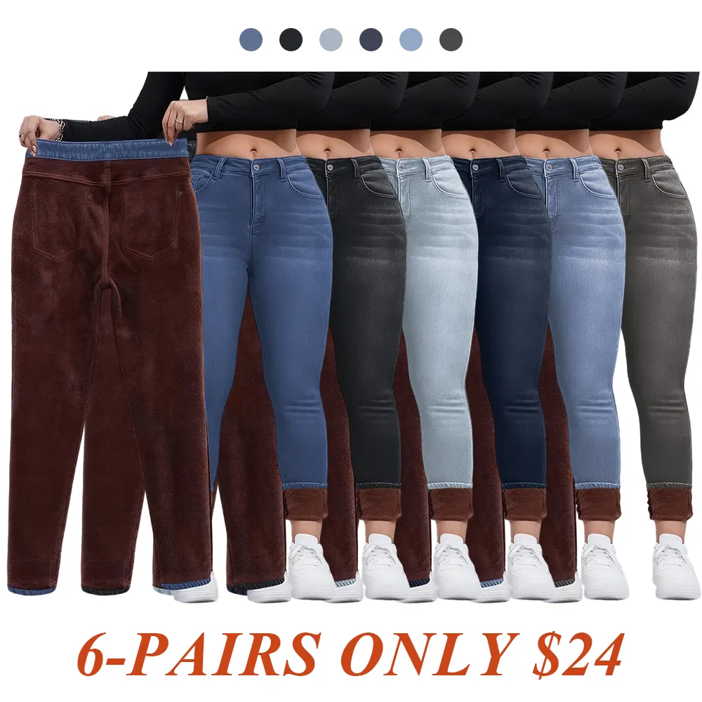 Women's Fall Winter Fleece Lined Denim Jeans