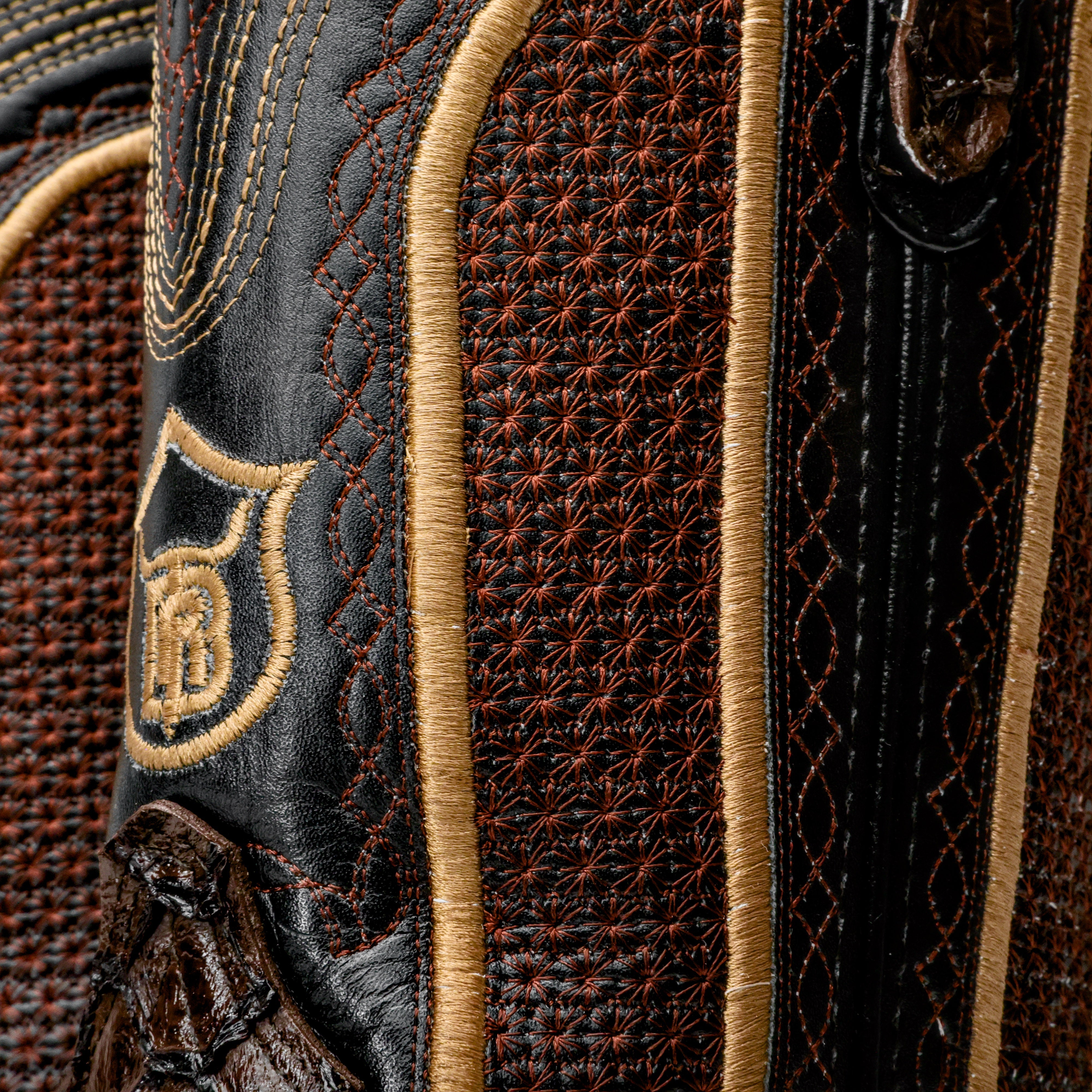 Brown Mini Pirarucu Leather Boots - Square Toe