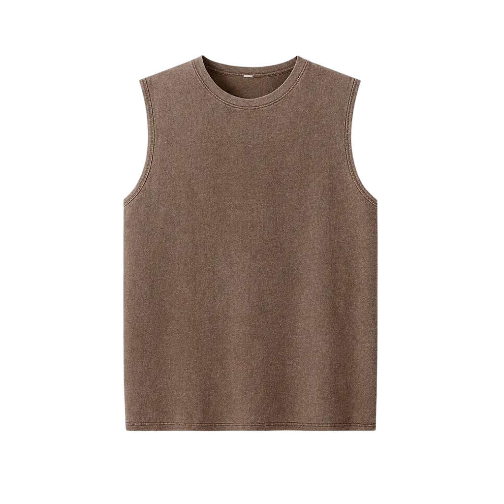 Men's Cotton Sleeveless Muscle Tank Tops Vintage Acid Wash Cutoff Loose Workout Tee Shirts