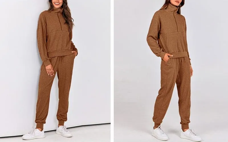 Women’s 2-Piece Half Zip Pullover & Jogger Pants Set
