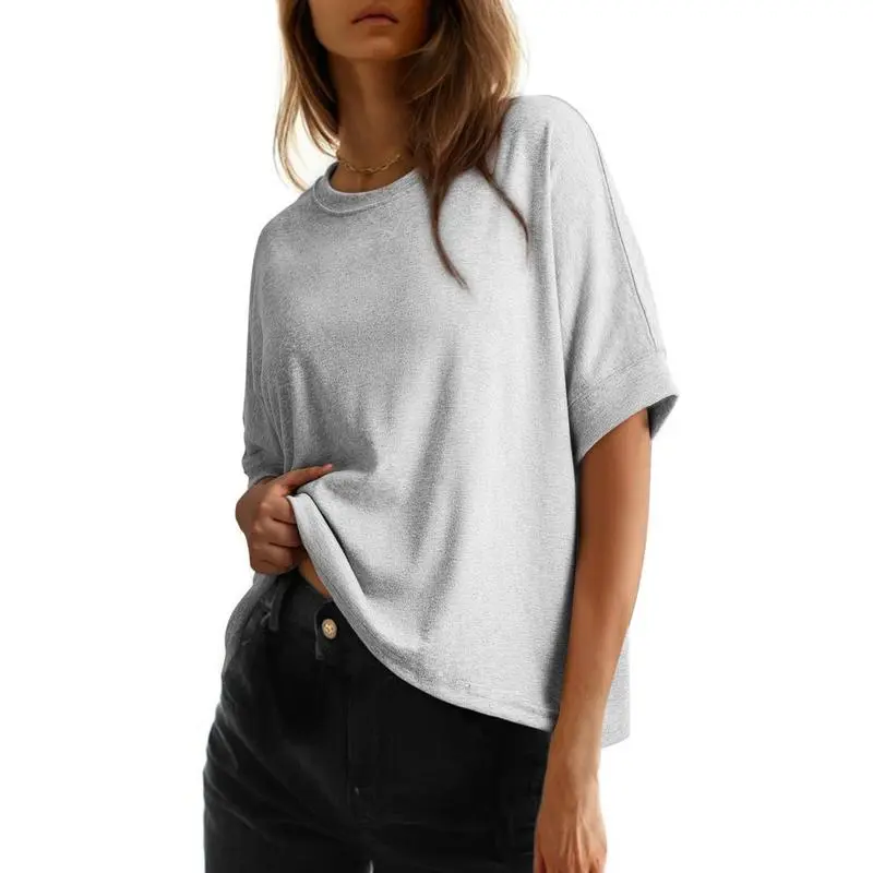 Women's Tops for Women 2026 Loose Oversized Basic Tee Comfortable Soft Fabric Flattering Fit - Womenswear