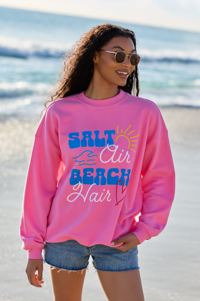Salt Air Beach Hair Pink Graphic Sweatshirt