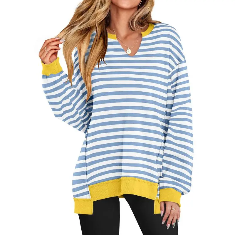 Womens Oversized Sweatshirt V Neck Long Sleeve