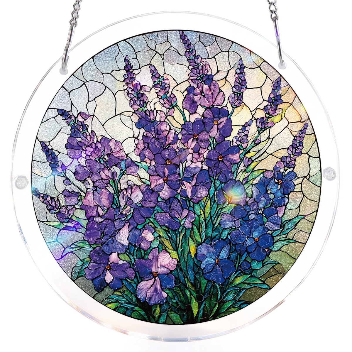 Acrylic Jigsaw Puzzle Suncatcher - Violet Garden Grace