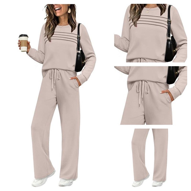 🔥LAST DAY💓Women's Crew Neck Top & Drawstring Pants Set