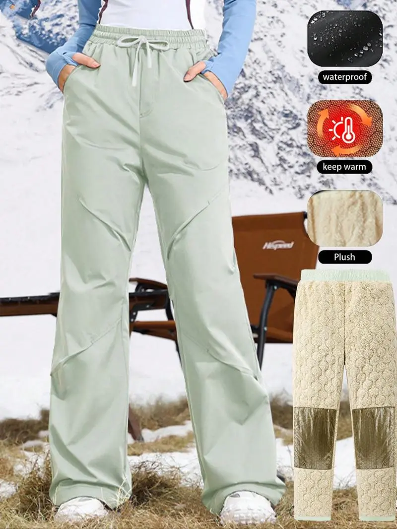 Women's Winter Ski Pants Waterproof Windproof Hiking Trousers with Fleece Lining and Graphene Heated Pad