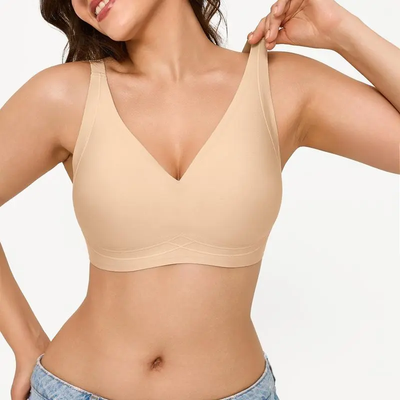 Wireless No Underwire Leopard Print Jelly Bra Everyday Comfort Push Up Seamless T-Shirt Bra